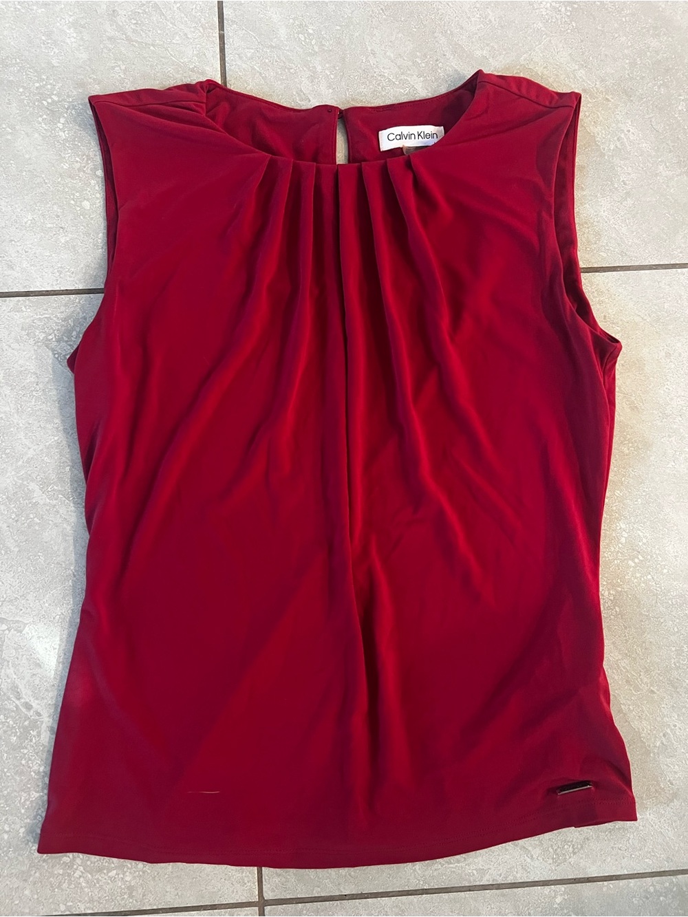 Calvin Klein Women's Deep Red Pleated Sleeveless Camisole